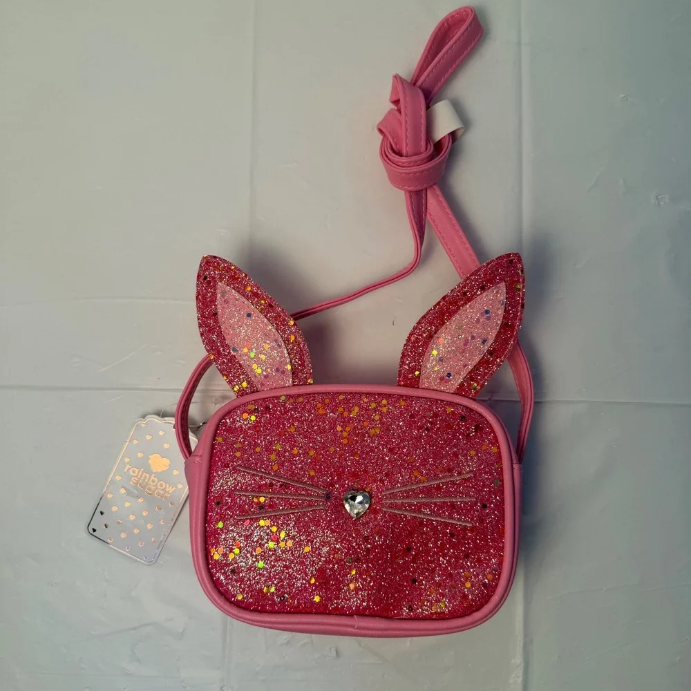 Rainbow Sugar Girls Pink Glitter Bunny Crossbody Bag HBDQ2228 New With Tags